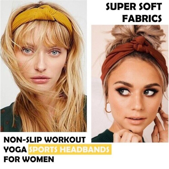 Women's Fabric Headbands, Front Knot Multi Color Soft Hair Accessories Boho Yoga - Picture 7 of 7